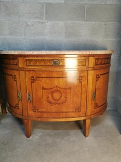 Louis XVI Style Marquetry Credenza with top marble, Sideboard, Circa 1920