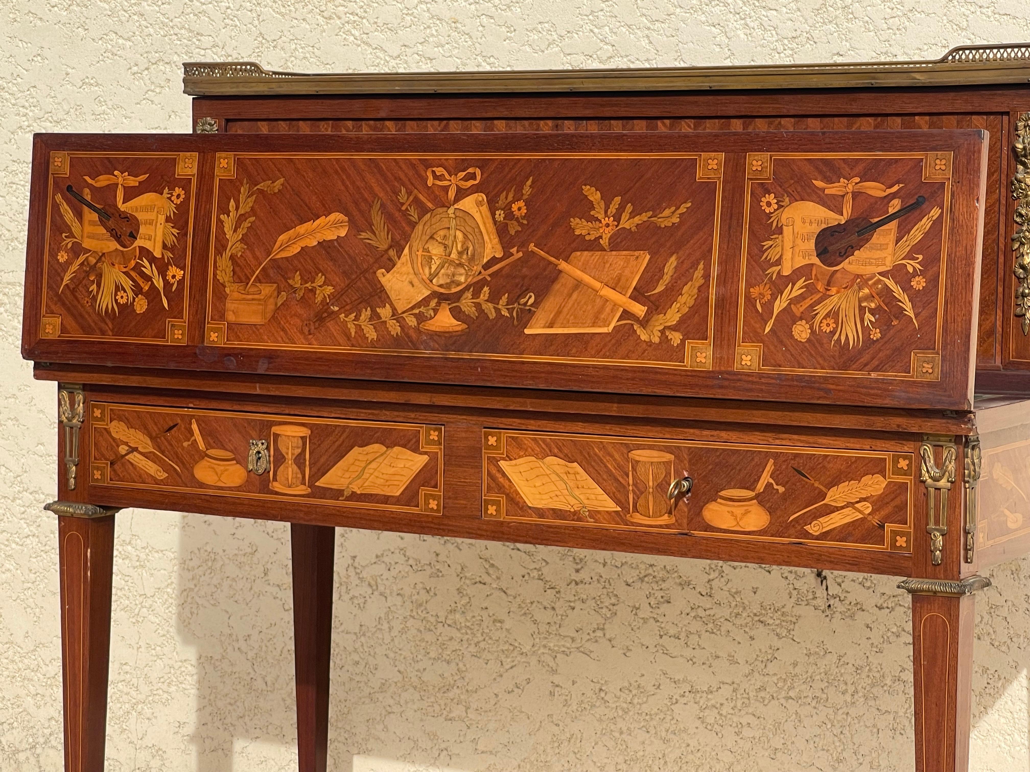 Scrivania intarsiata in stile Luigi XVI/bonheur Du Jour in vendita 4