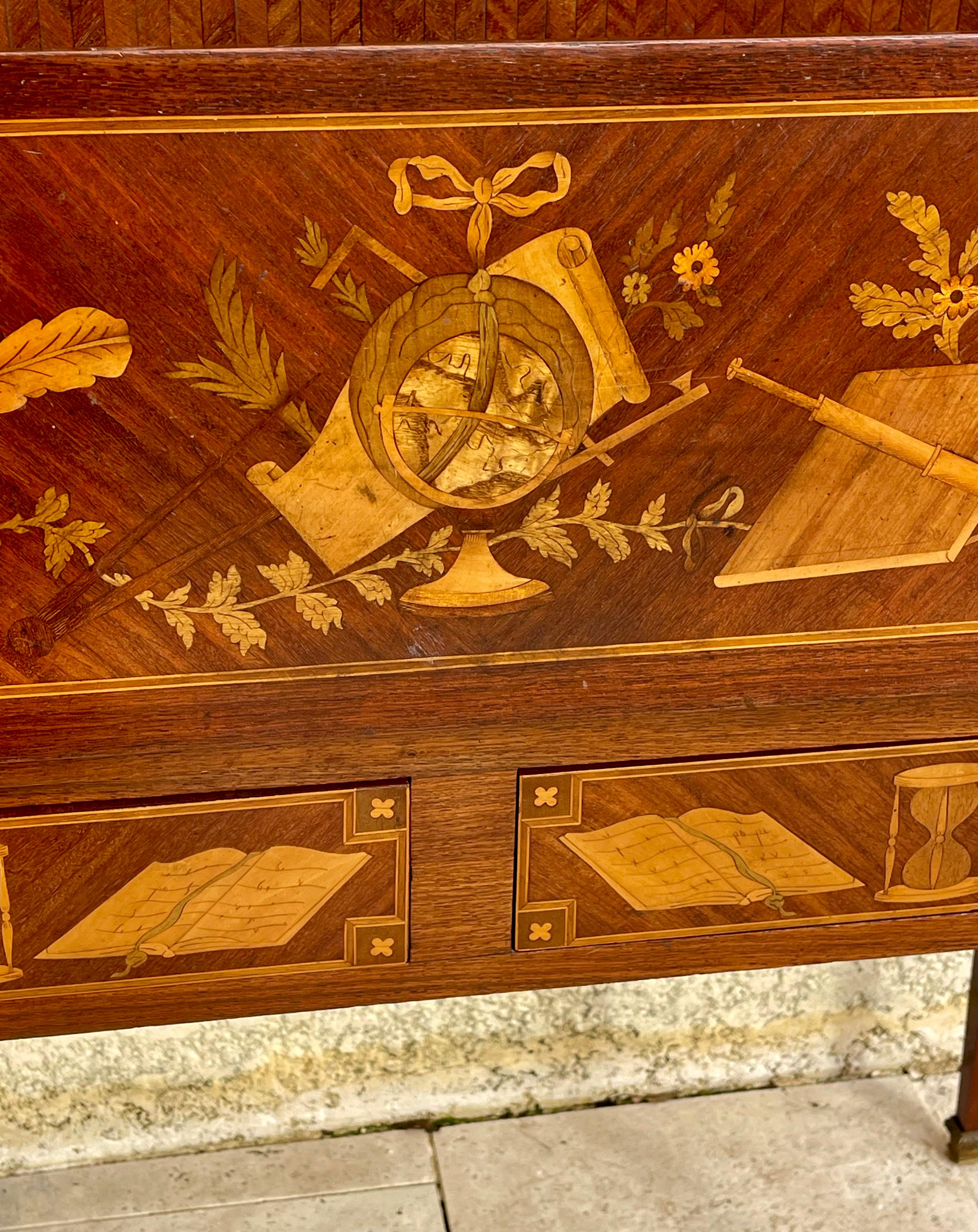Scrivania intarsiata in stile Luigi XVI/bonheur Du Jour in vendita 6