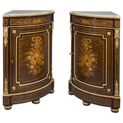 Used Louis XVI Style Marquetry Inlaid Encoignures by Paul Sormani, French, circa 1870