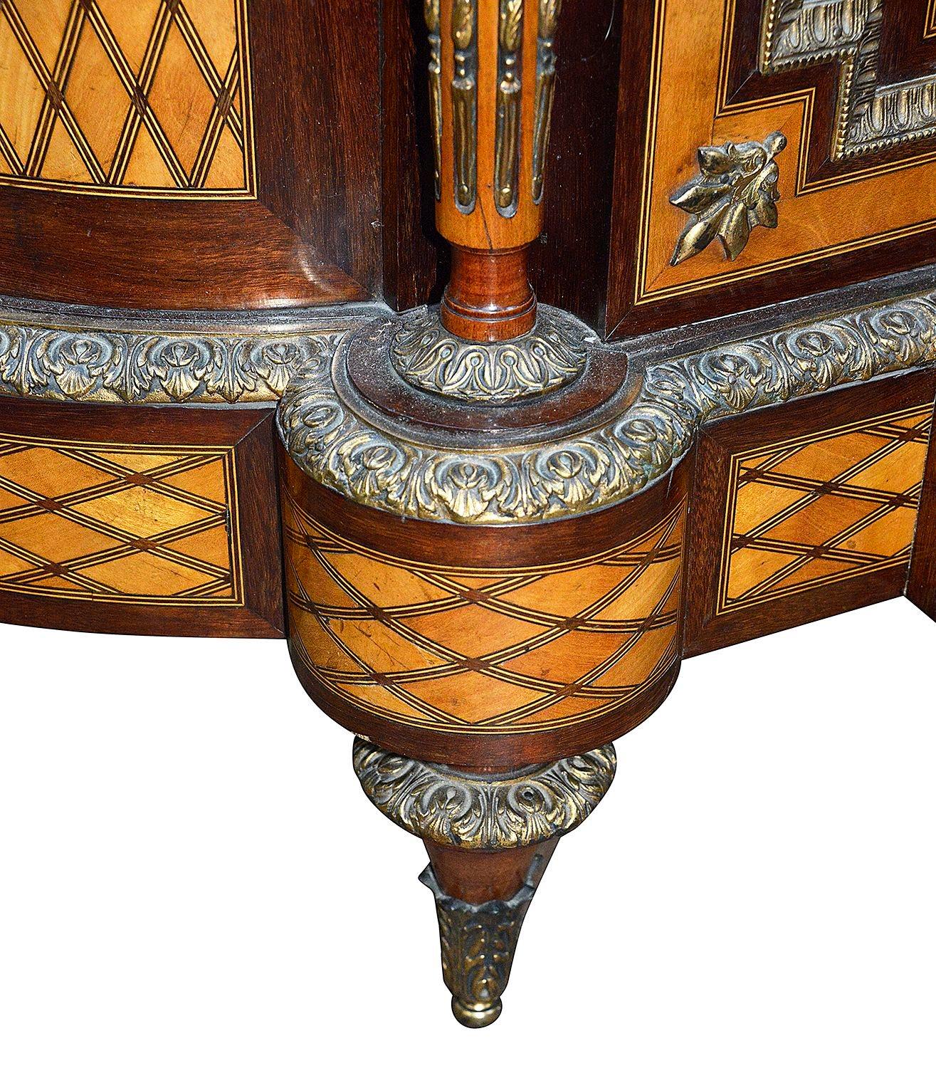 Louis XVI style marquetry inlaid side cabinet, 1880. For Sale 3