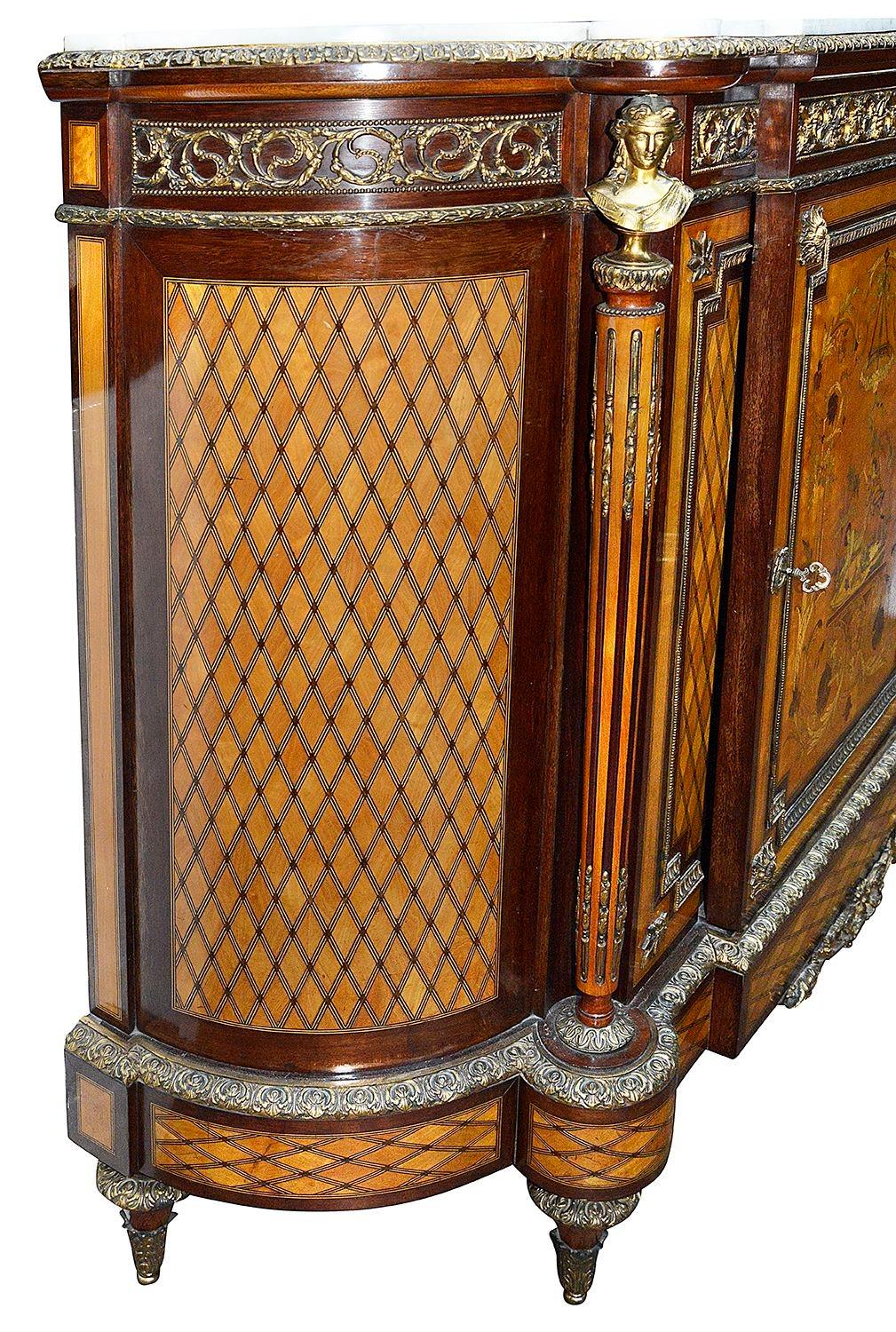 Louis XVI style marquetry inlaid side cabinet, 1880. In Good Condition For Sale In Brighton, Sussex