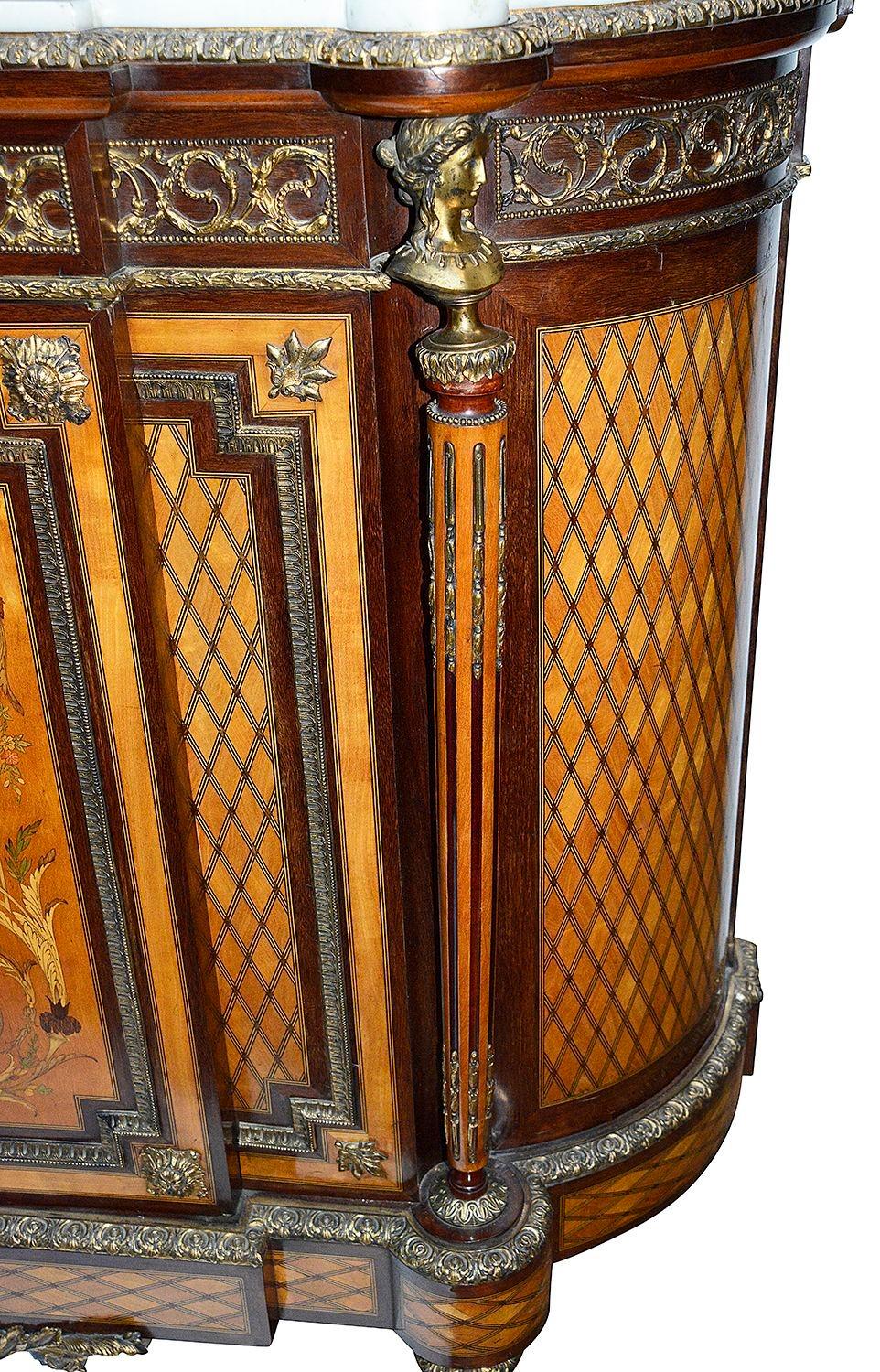 19th Century Louis XVI style marquetry inlaid side cabinet, 1880. For Sale