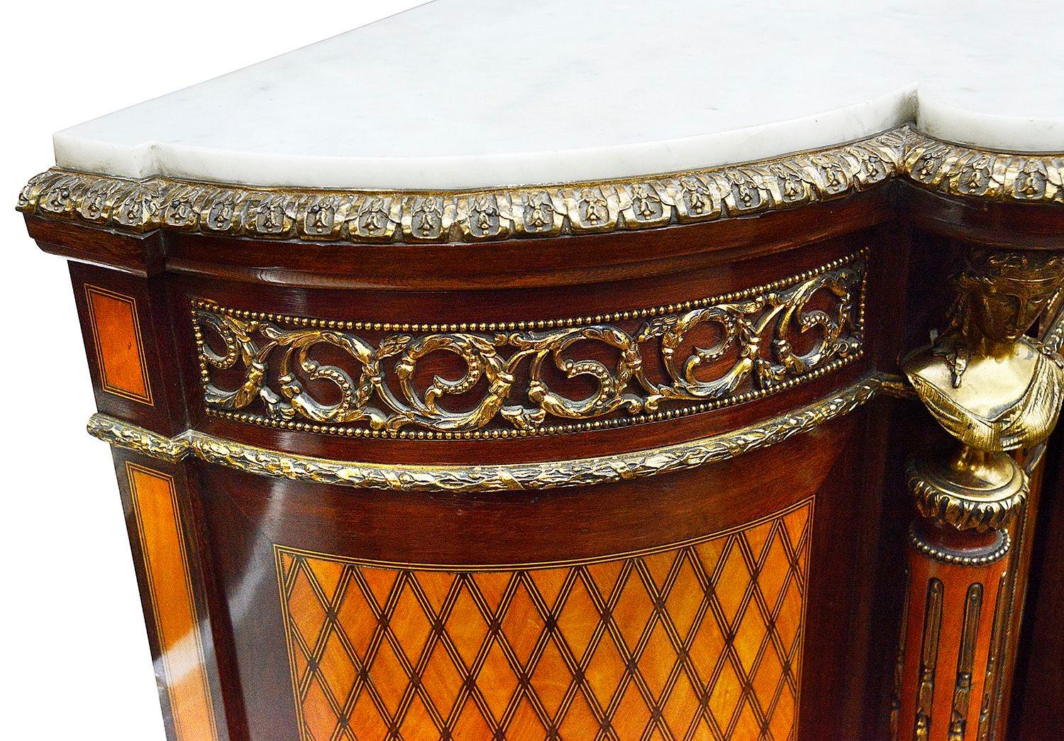 Louis XVI style marquetry inlaid side cabinet, 1880. For Sale 1