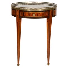 Louis XVI Style Marquetry Marble-Top Gueridon with a Gallery, Early 20th Century