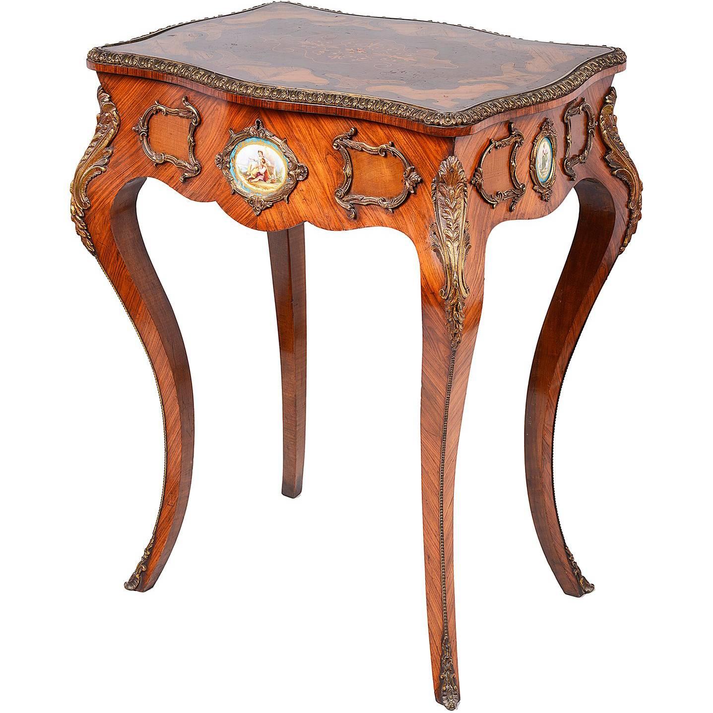 Louis XVI Style Marquetry Side Table, 19th Century For Sale