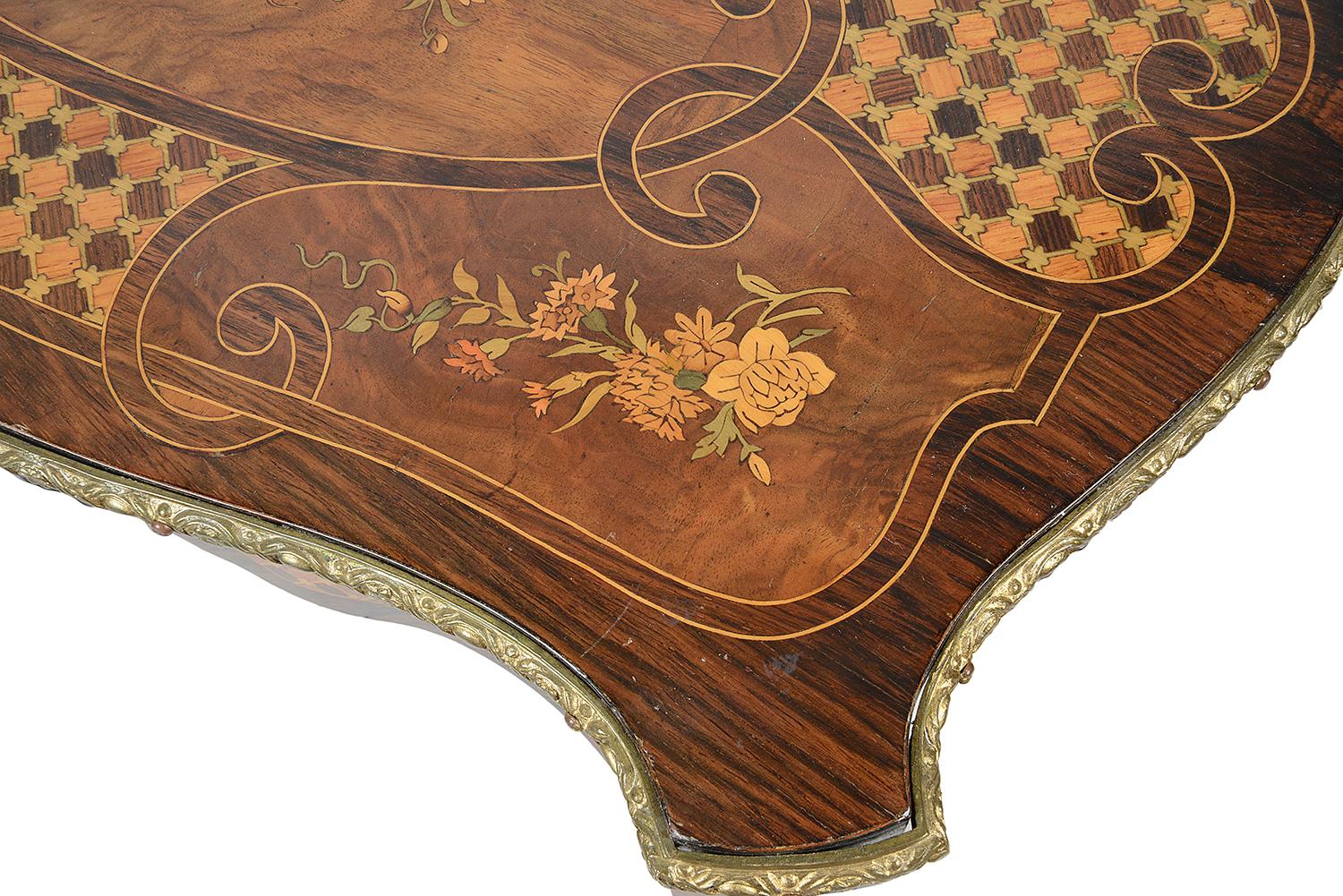 Kingwood Louis XVI Style Marquetry Side or Work Table, circa 1890 For Sale
