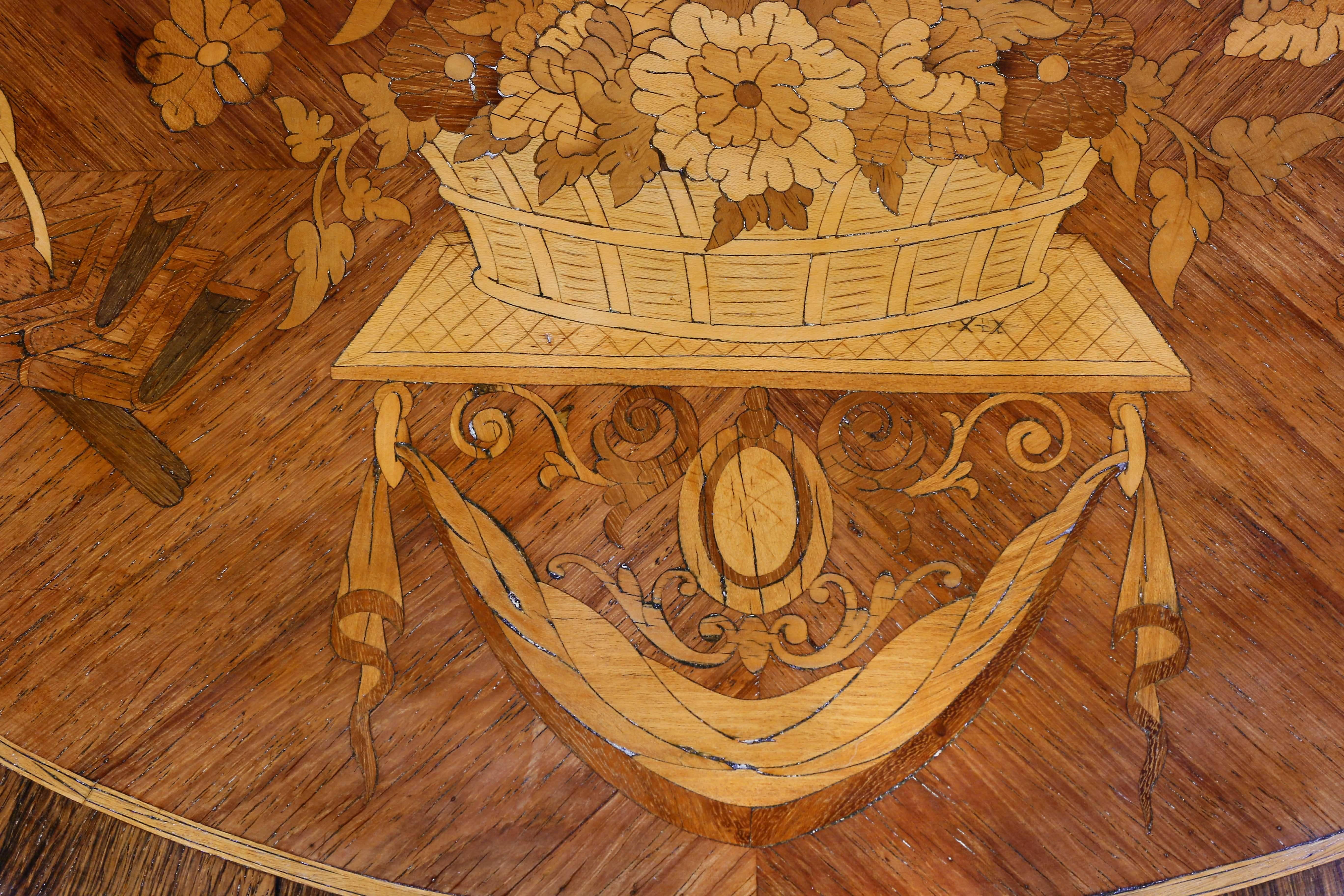 French Louis XVI Style Marquetry Table A' Ecrire For Sale