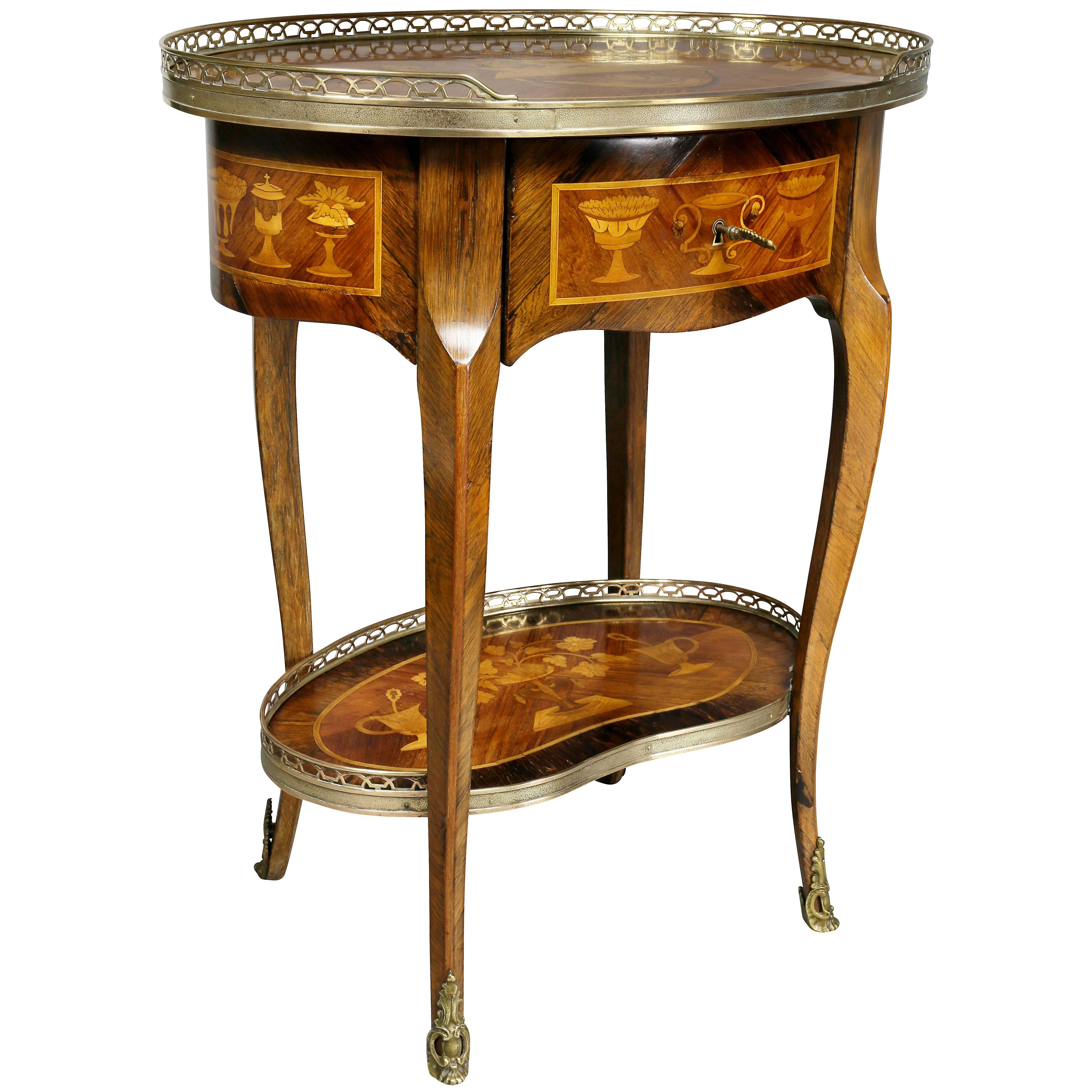 Louis XVI Style Marquetry Table A' Ecrire
