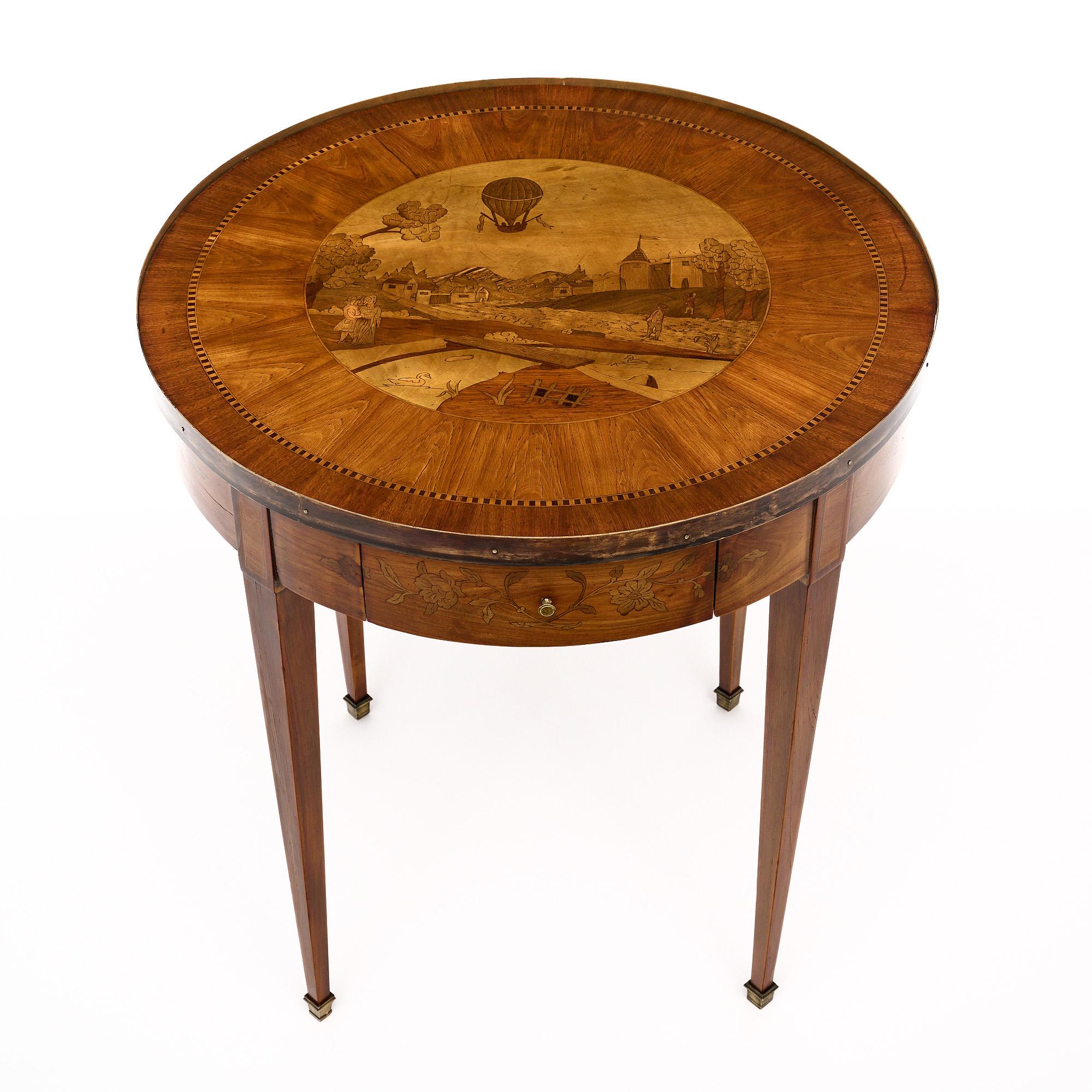 Brass Louis XVI Style Marquetry Table