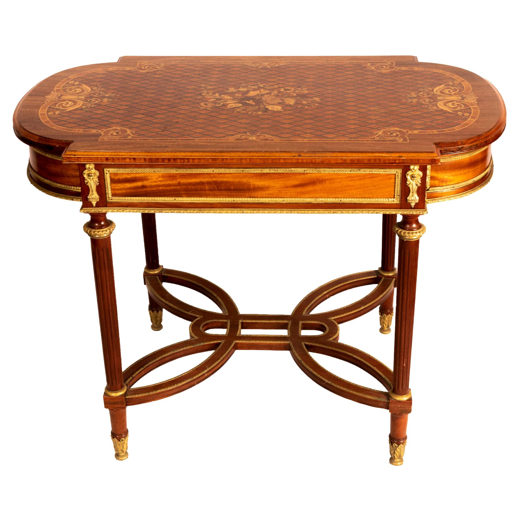 Louis XVI Style Marquetry Table For Sale