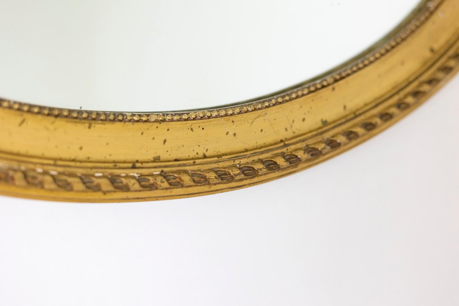 French Louis XVI Style Mirror in Gilded and Carved Wood, circa 1880 For Sale