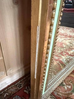 Miroir de style Louis XVI, à la feuille d'or et laqué vert