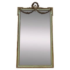 Miroir de style Louis XVI, à la feuille d'or et laqué vert