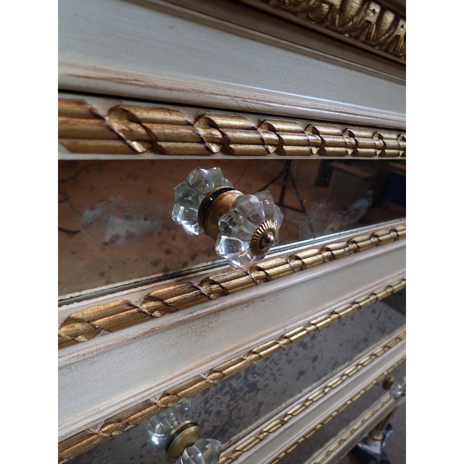 Mirrored Louis XVI Gilt and White Painted Chest of Drawers 2