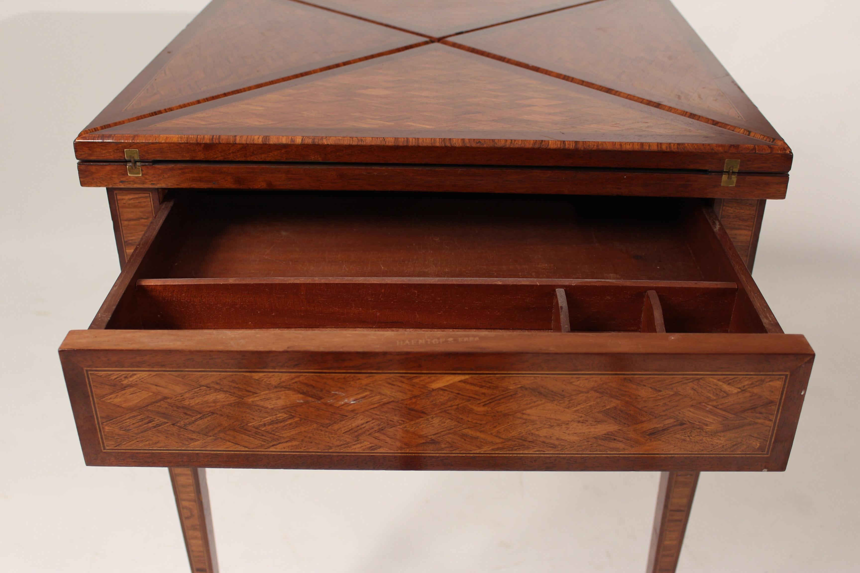Louis XVI Style Napkin Fold Games Table, Signed Haentges, Paris 6