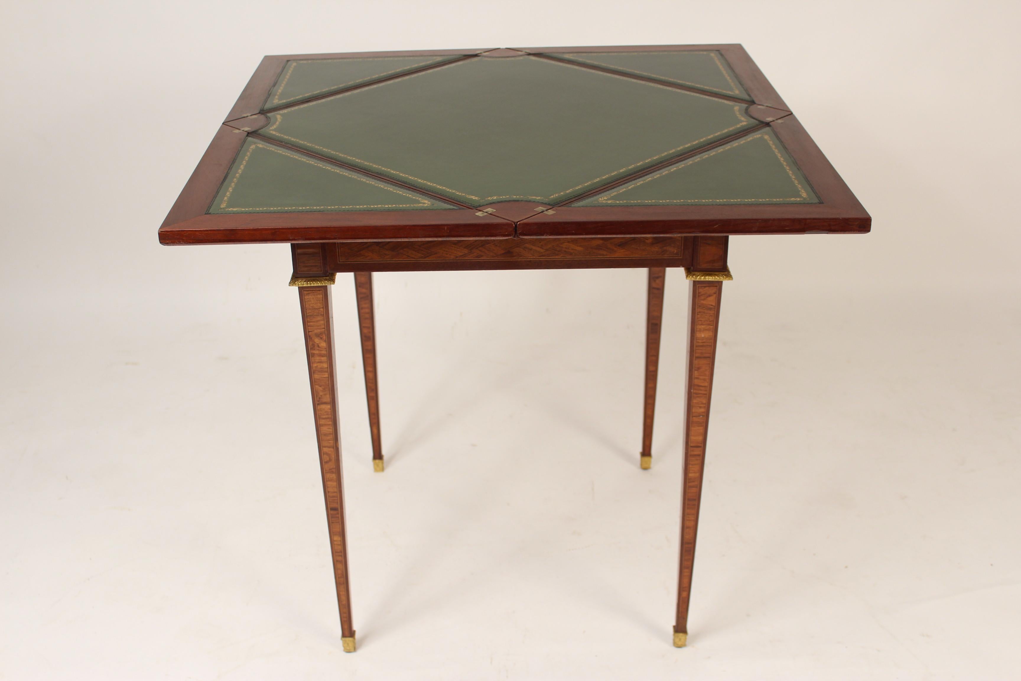 Louis XVI Style Napkin Fold Games Table, Signed Haentges, Paris In Good Condition In Laguna Beach, CA