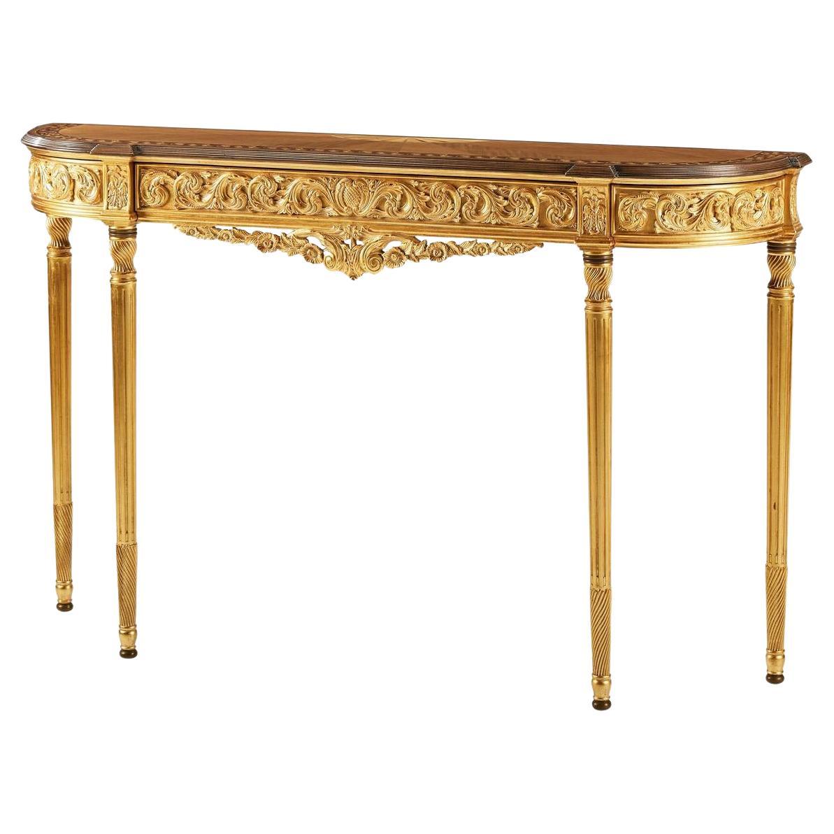 Louis XVI Style Narrow Giltwood Console Table