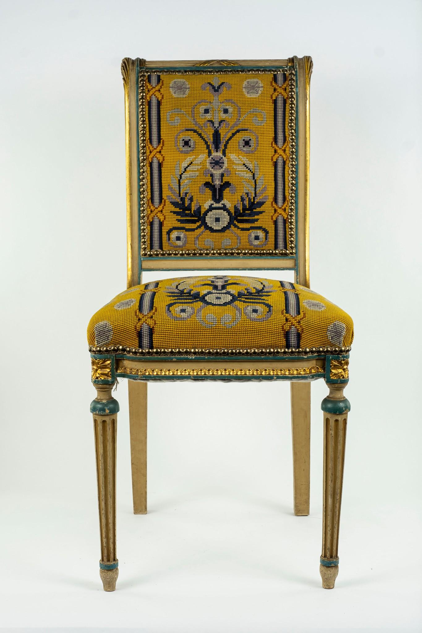 French Louis XVI Style Needlepoint Chair