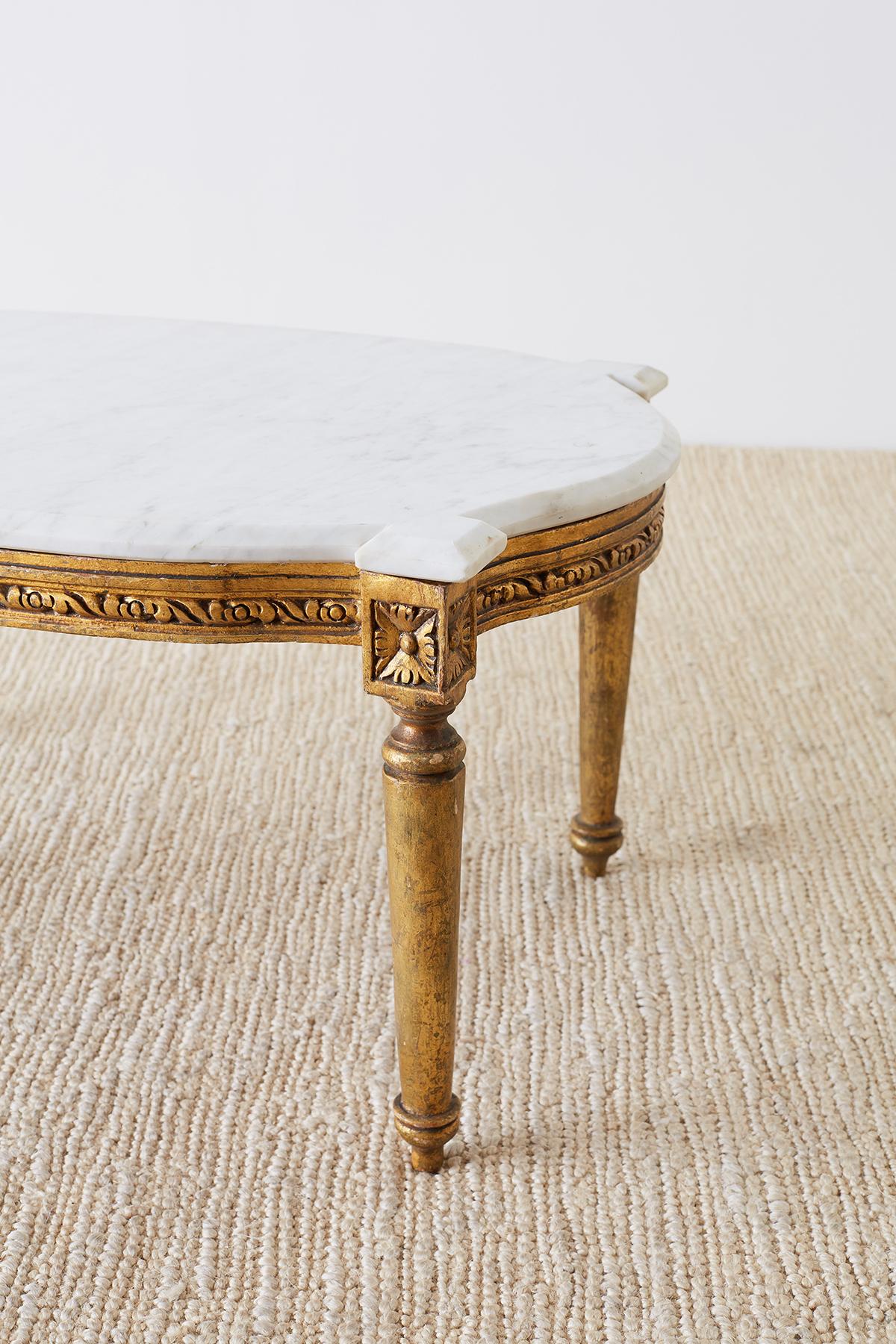 Louis XVI Style Neoclassical Marble Top Coffee Table 6