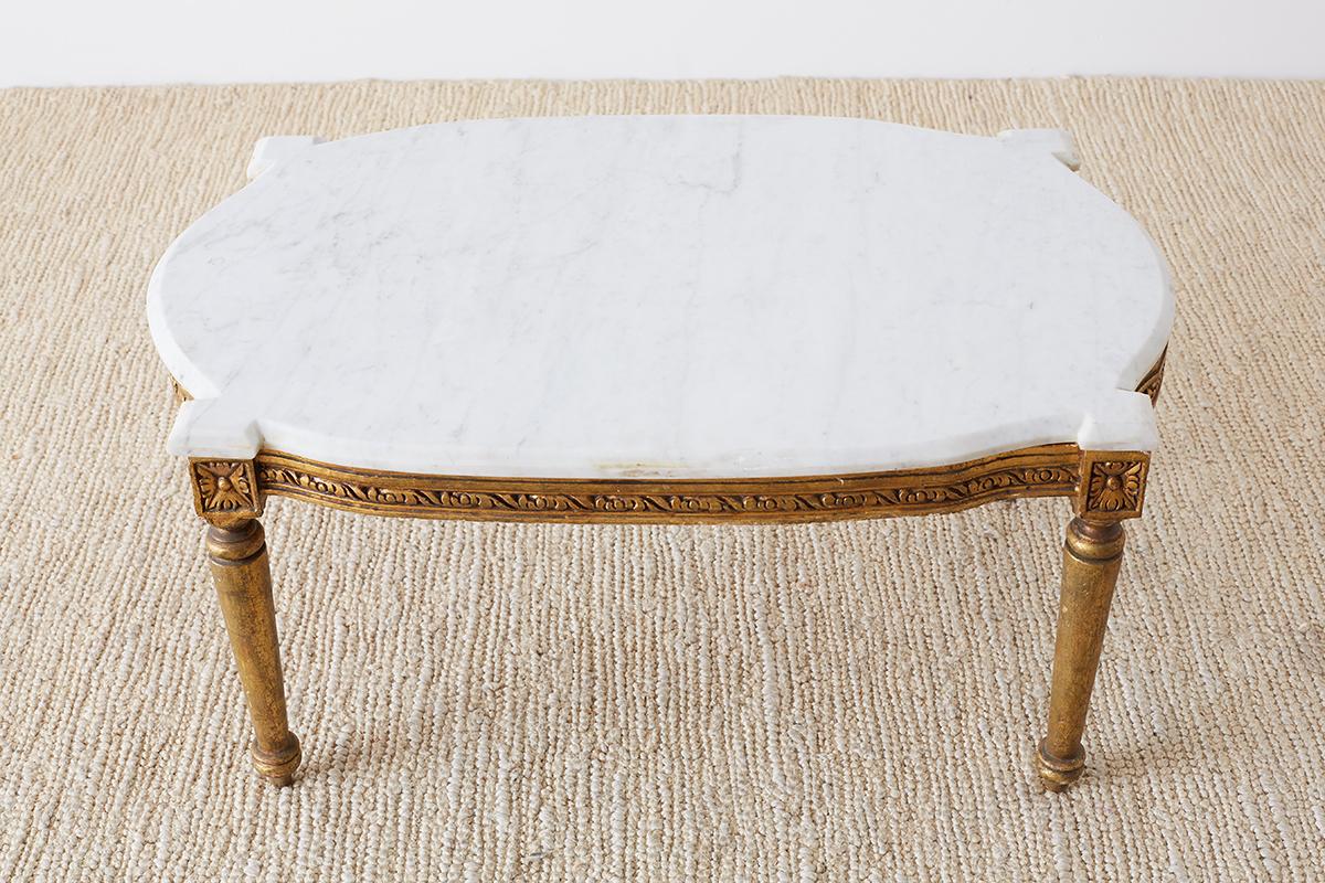 French Louis XVI Style Neoclassical Marble Top Coffee Table