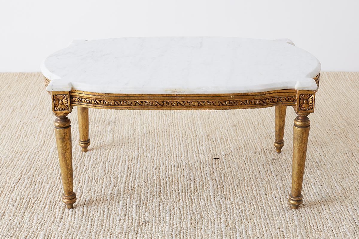 19th Century Louis XVI Style Neoclassical Marble Top Coffee Table