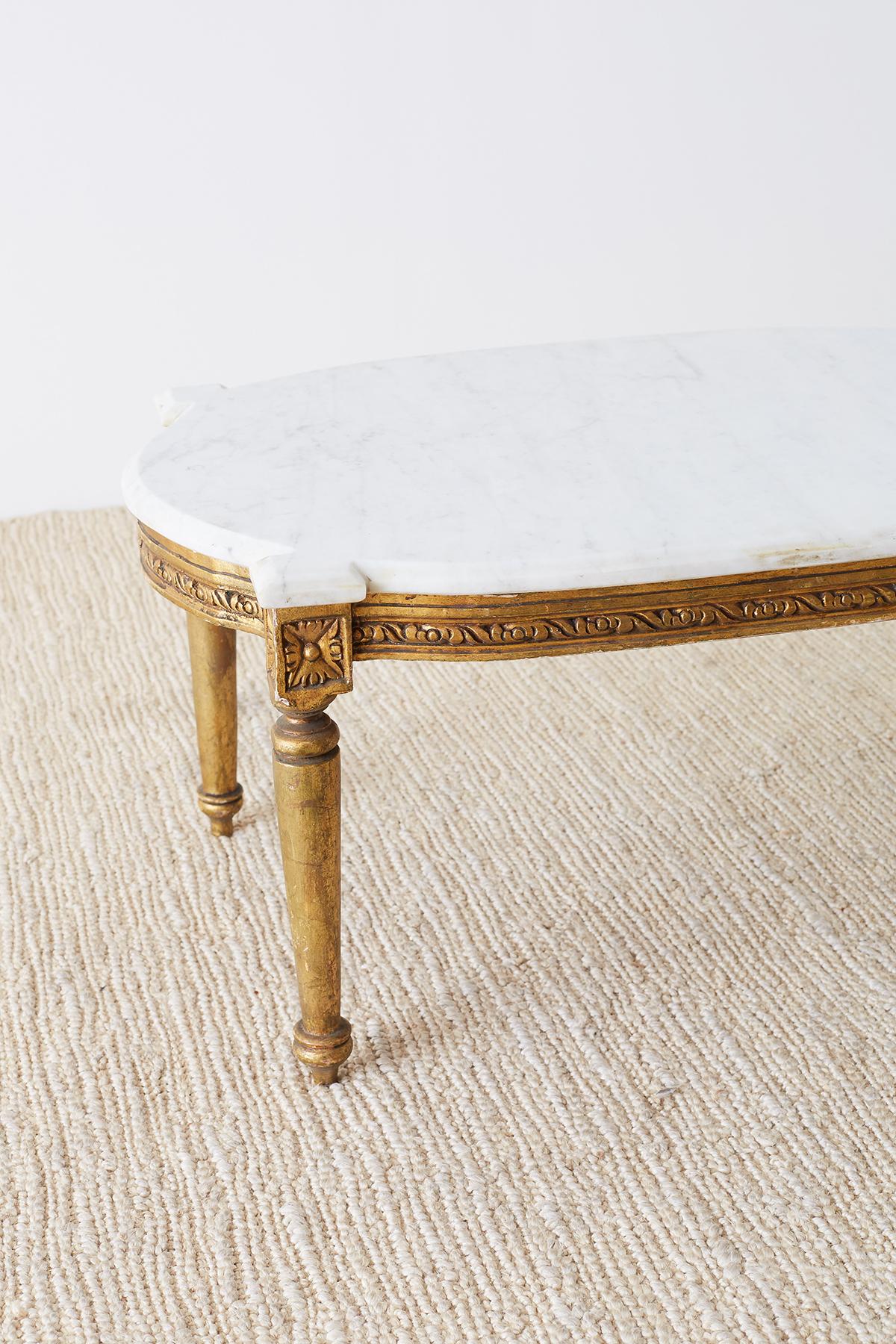 Louis XVI Style Neoclassical Marble Top Coffee Table 1
