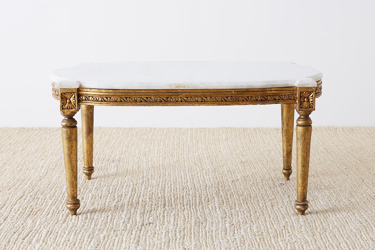 Louis XVI Style Neoclassical Marble Top Coffee Table 2