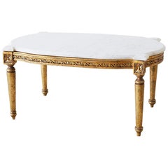 Louis XVI Style Neoclassical Marble Top Coffee Table