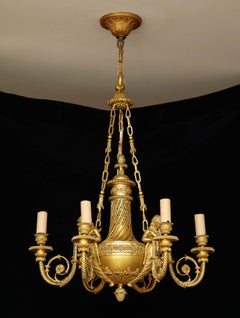 Louis XVI Style Neoclassical Ormolu 6-Light Chandelier by Alfred Beurdeley