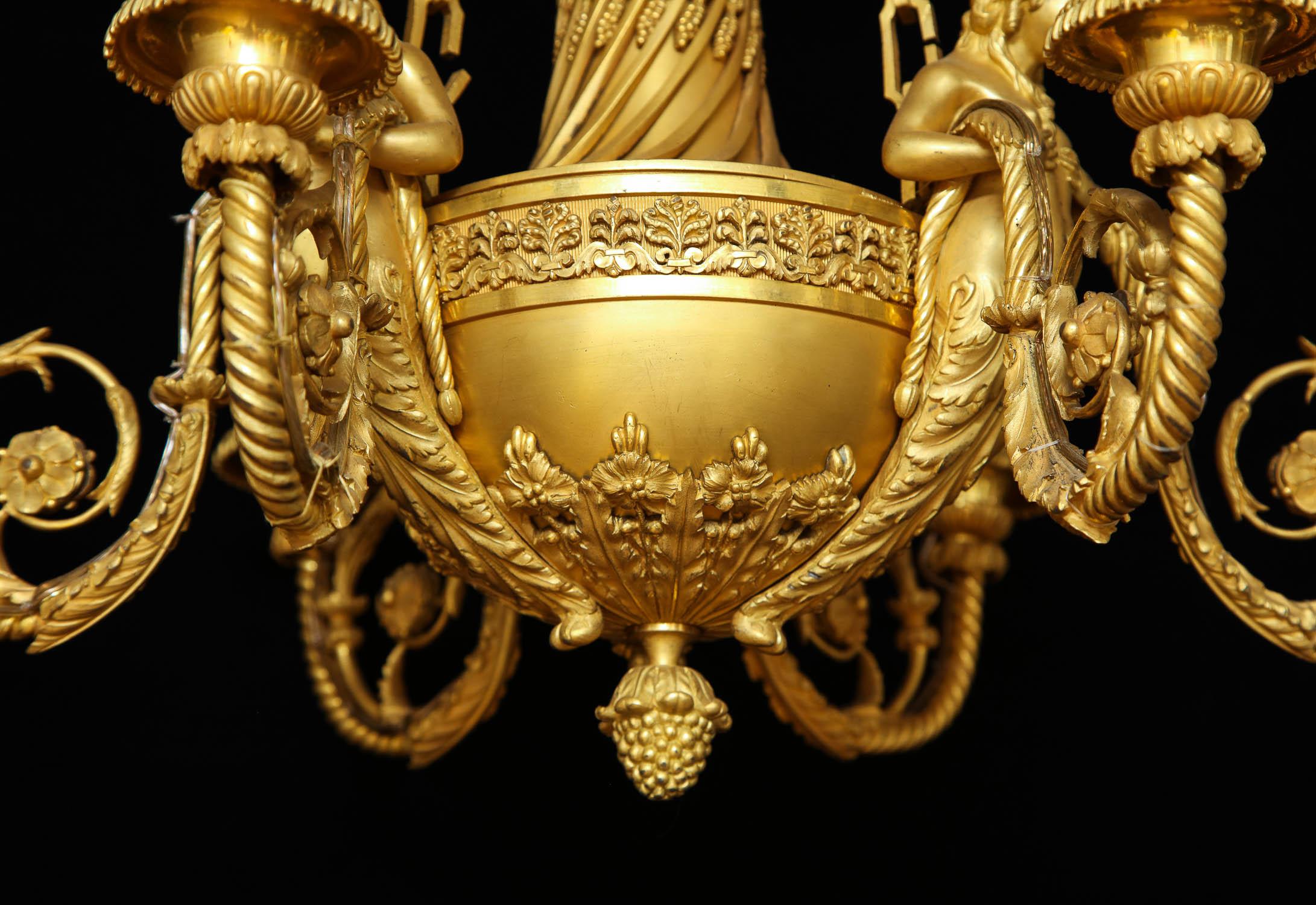 Lampadario a 6 luci in stile neoclassico Luigi XVI di Alfred Beurdeley In condizioni ottime in vendita a New York, NY