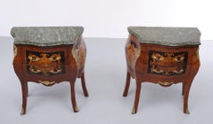 Louis XVI Style Nightstands Marble Tops Italian, 1950s