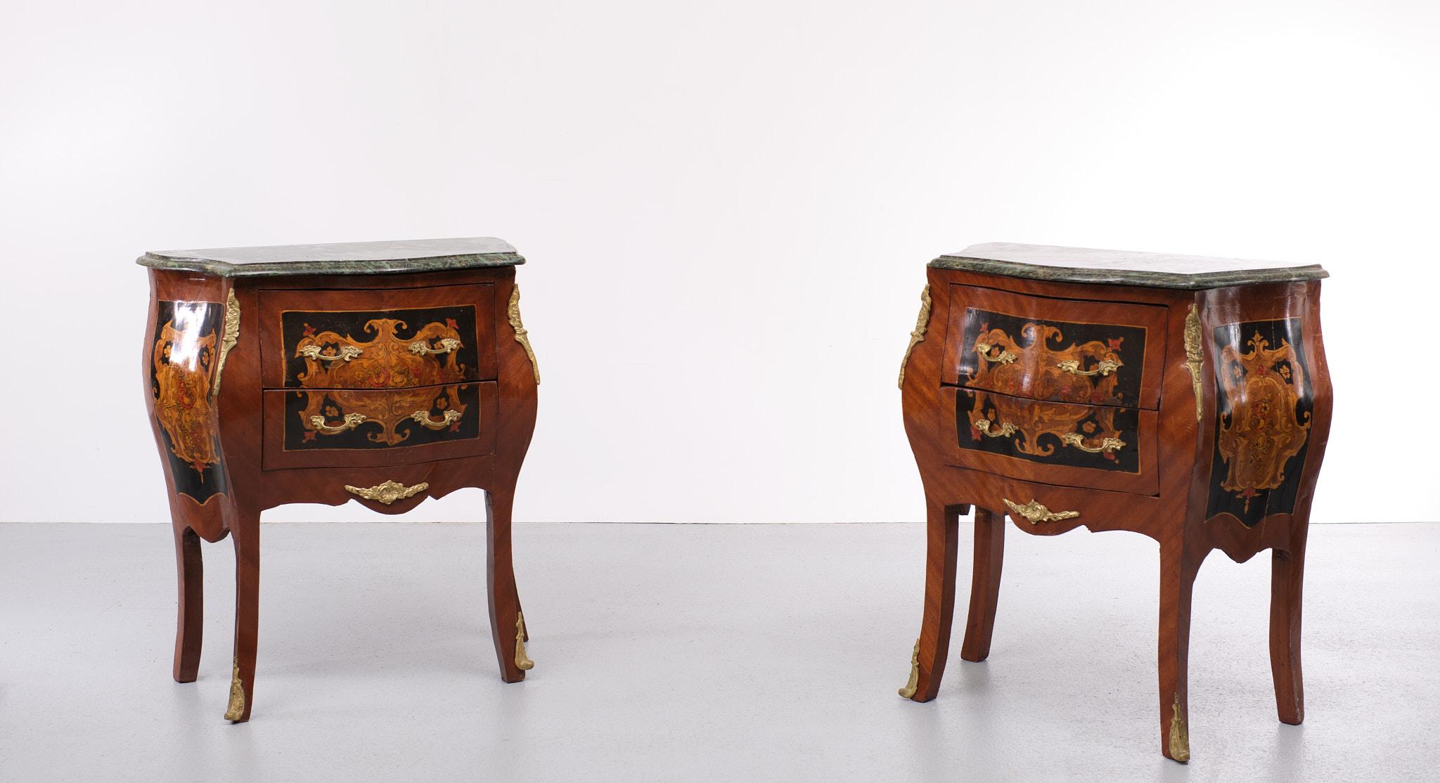 Louis XVI Style Nightstands Marble Tops Italian, 1950s  In Good Condition For Sale In Den Haag, NL