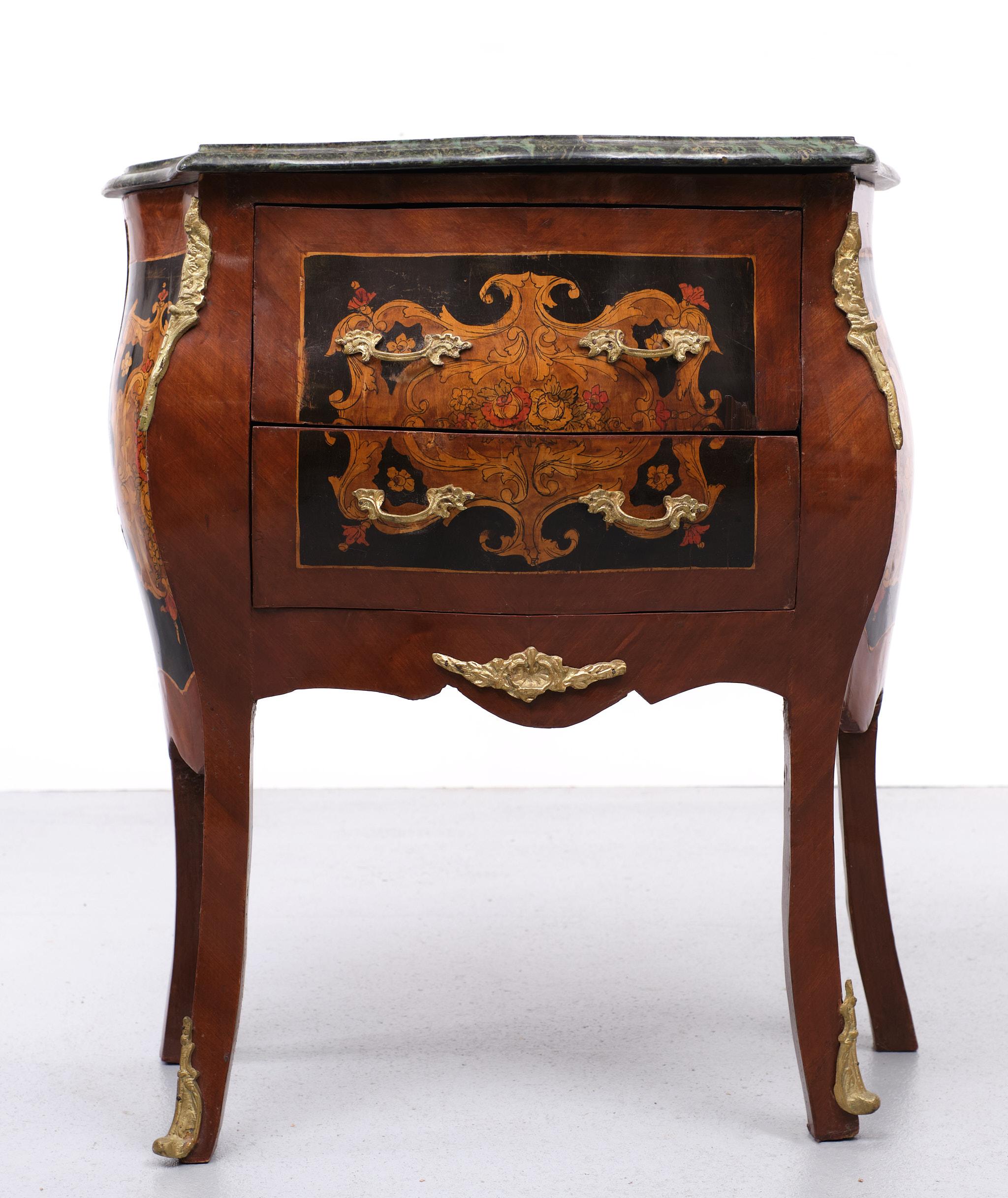 Louis XVI Style Nightstands Marble Tops Italian, 1950s For Sale 4