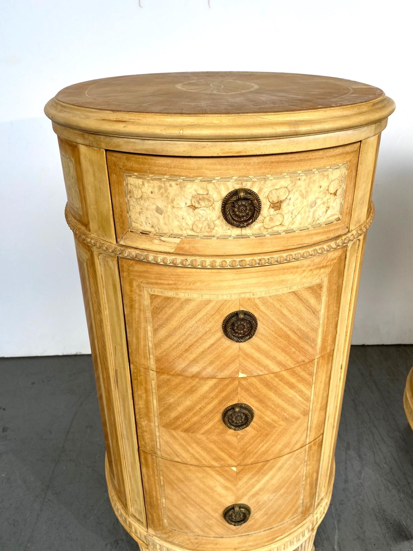 Wood Louis XVI Style Nightstands Set of 2 For Sale