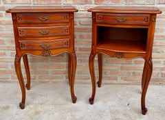 Louis XVI Style Nightstands with Drawers and Cabriole Legs, 1960s, Set of 2