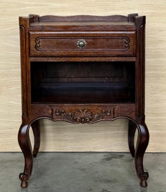 Louis XVI Style Nightstands with Drawers and Cabriole Legs, 1960s, Set of 2