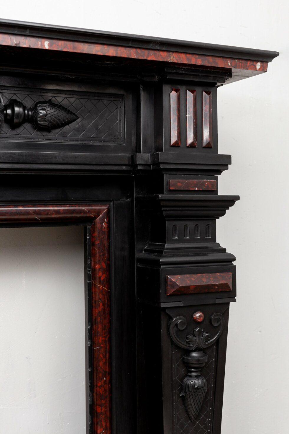 Louis XIV Louis XVI Style Noir de Mazy Antique Fireplace For Sale