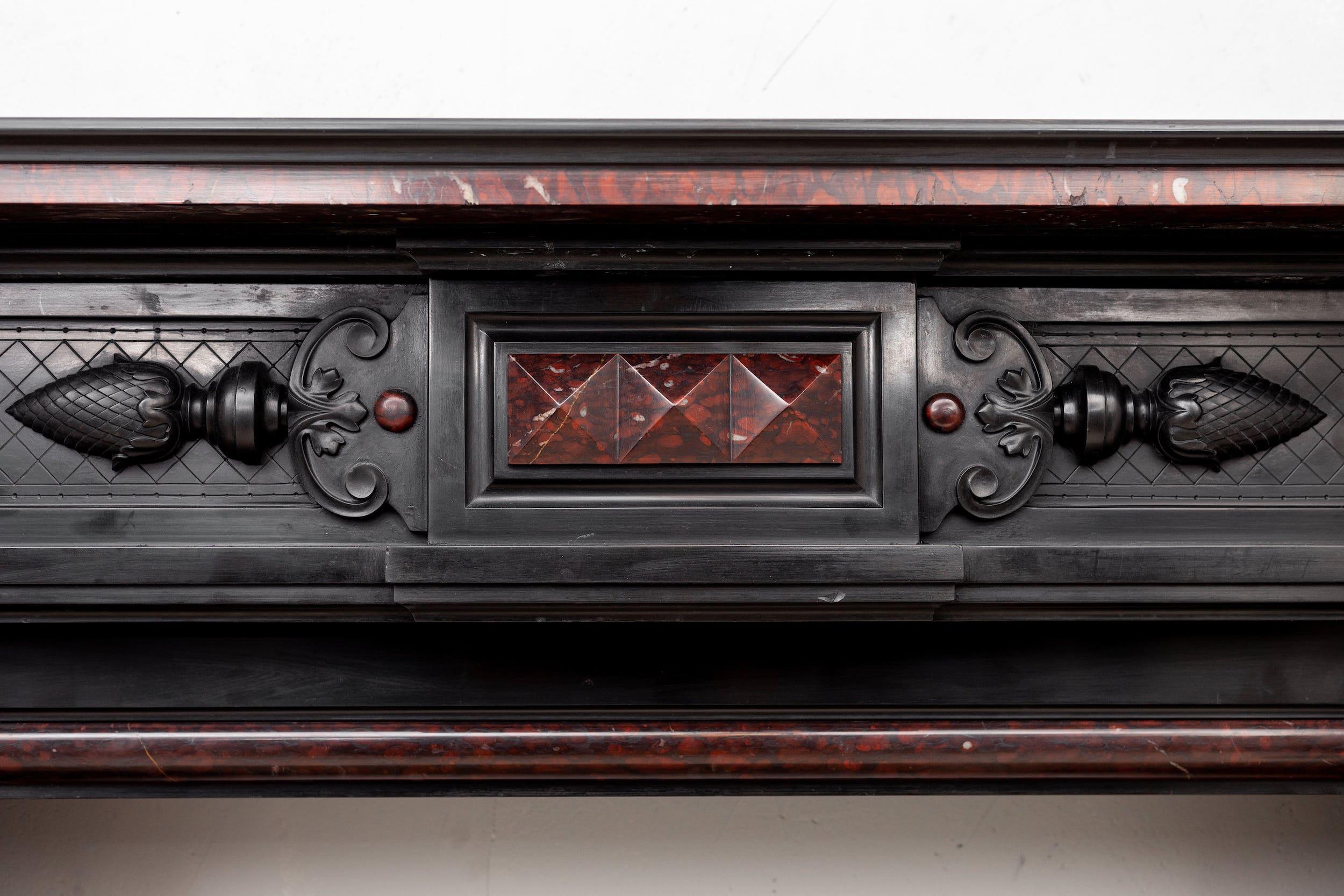 Belgian Louis XVI Style Noir de Mazy Antique Fireplace For Sale