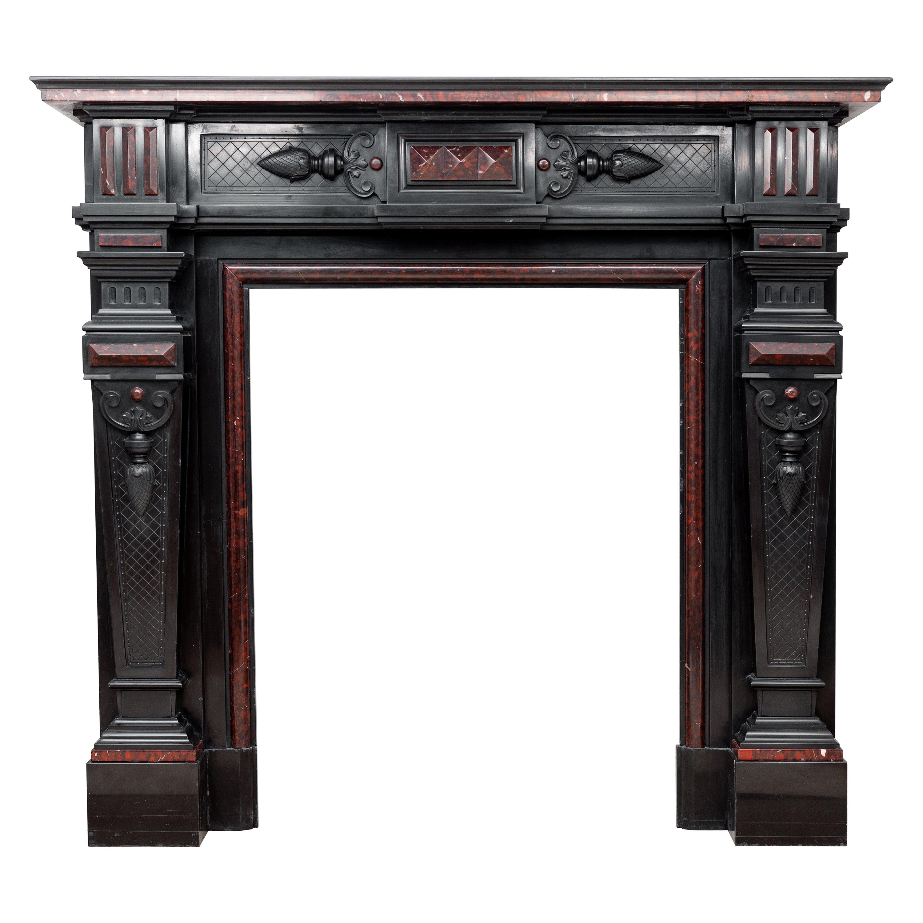 Louis XVI Style Noir de Mazy Antique Fireplace For Sale