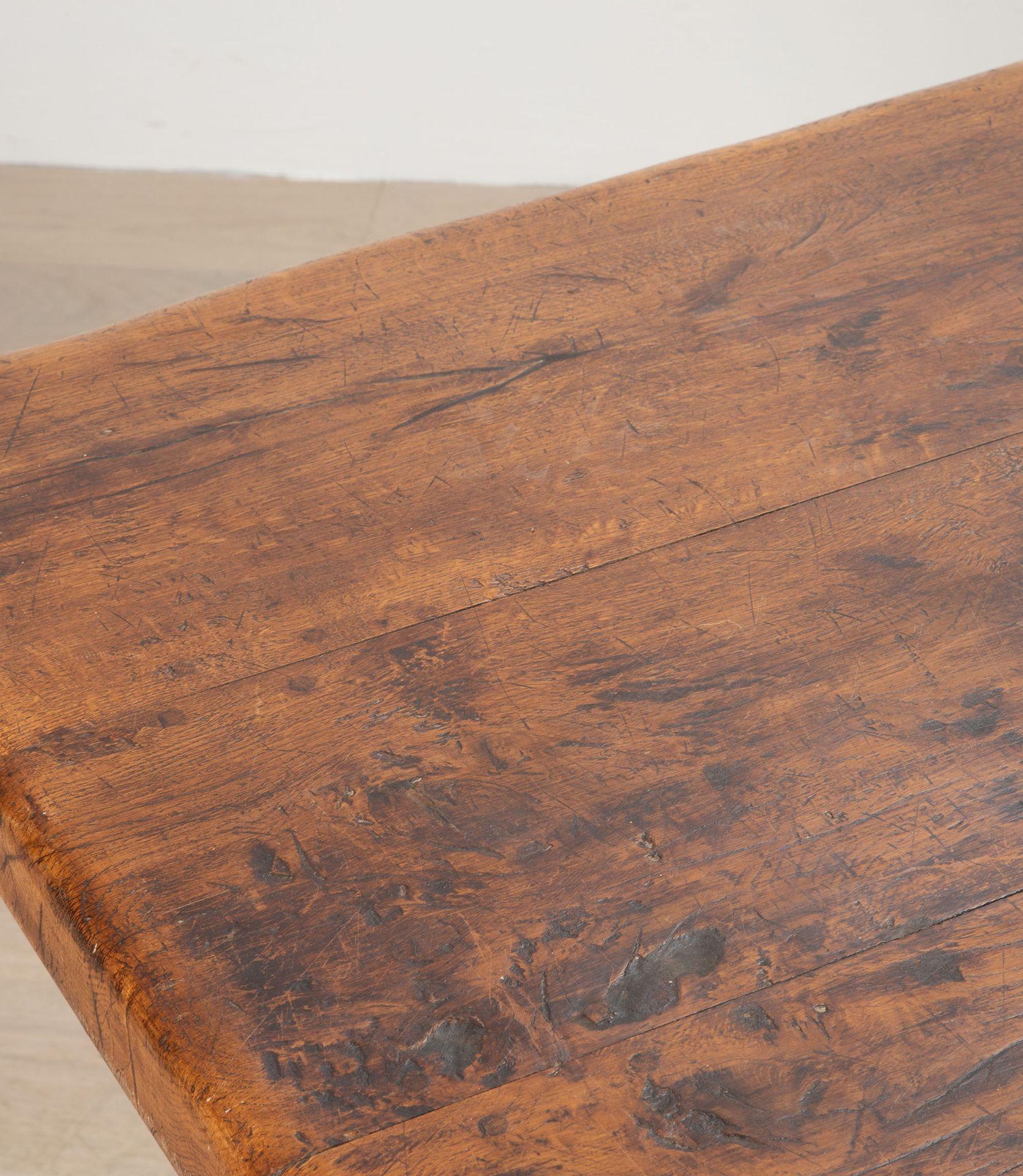 Early 20th Century French Louis XVI Style Oak Refectory Table For Sale 6