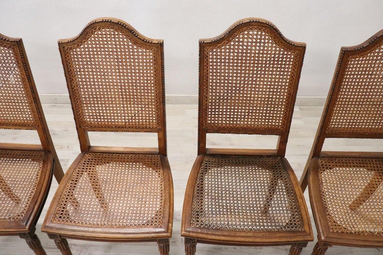 Louis XVI Style Oak Wood and Wien Straw Chairs, Set of 6 In Good Condition For Sale In Casale Monferrato, IT