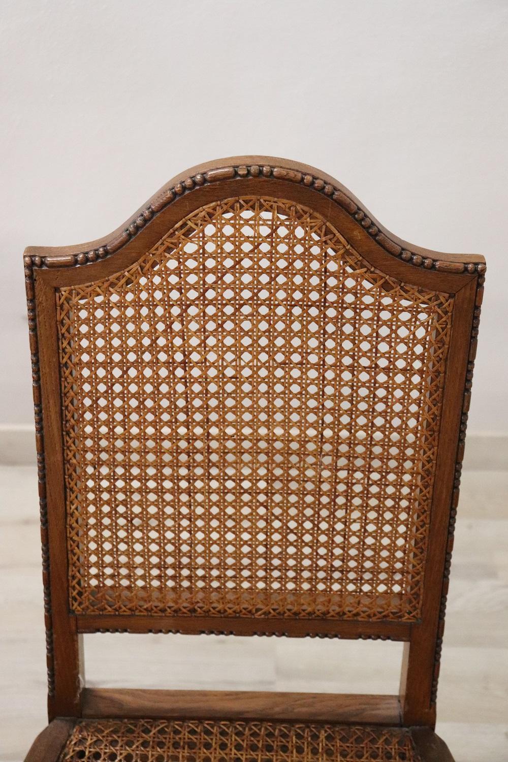 Louis XVI Style Oak Wood and Wien Straw Chairs, Set of 6 1