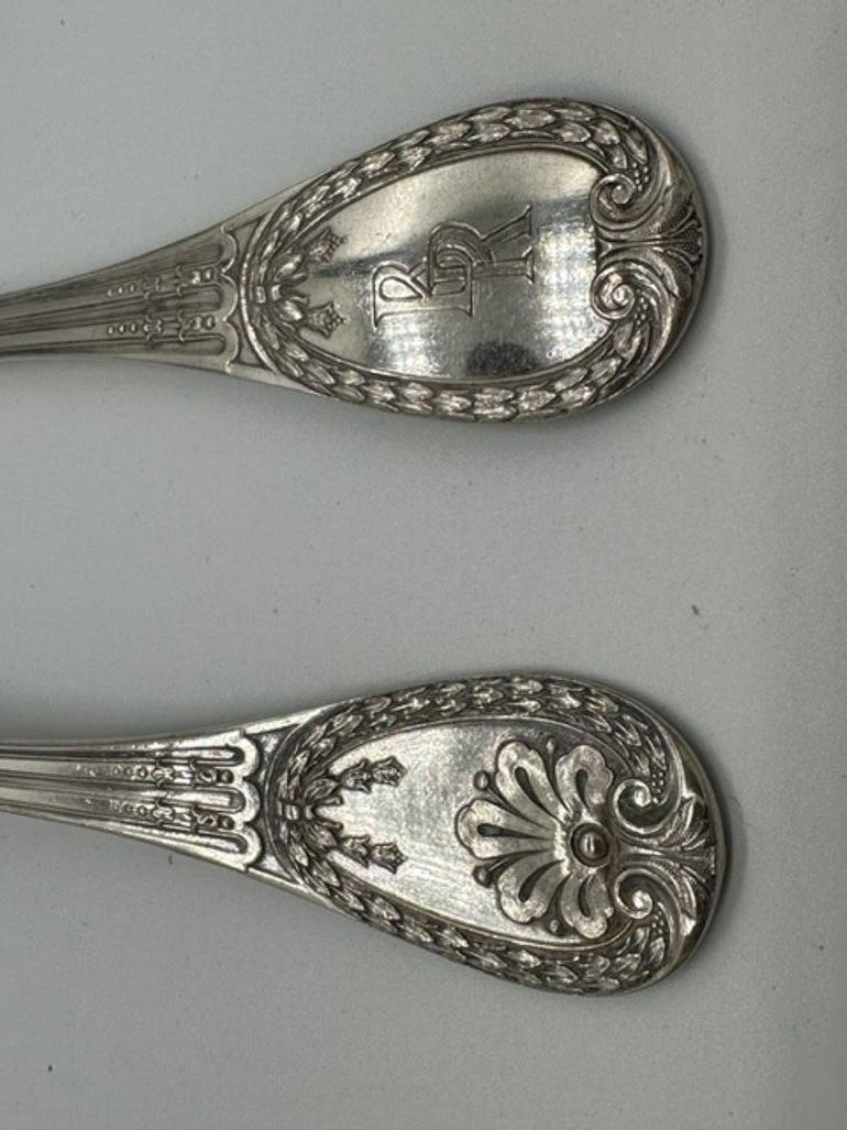 Louis XVI Style Odiot Rare French Louveciennes Silver Flatware For Sale 12