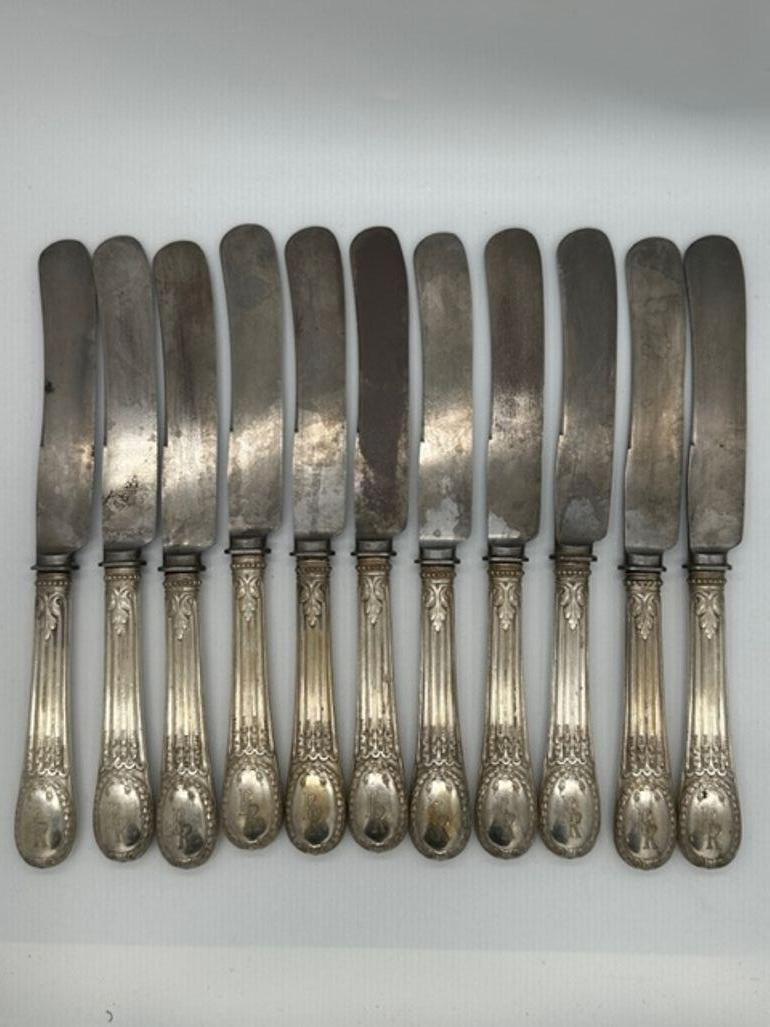 Louis XVI Style Odiot Rare French Louveciennes Silver Flatware For Sale 15