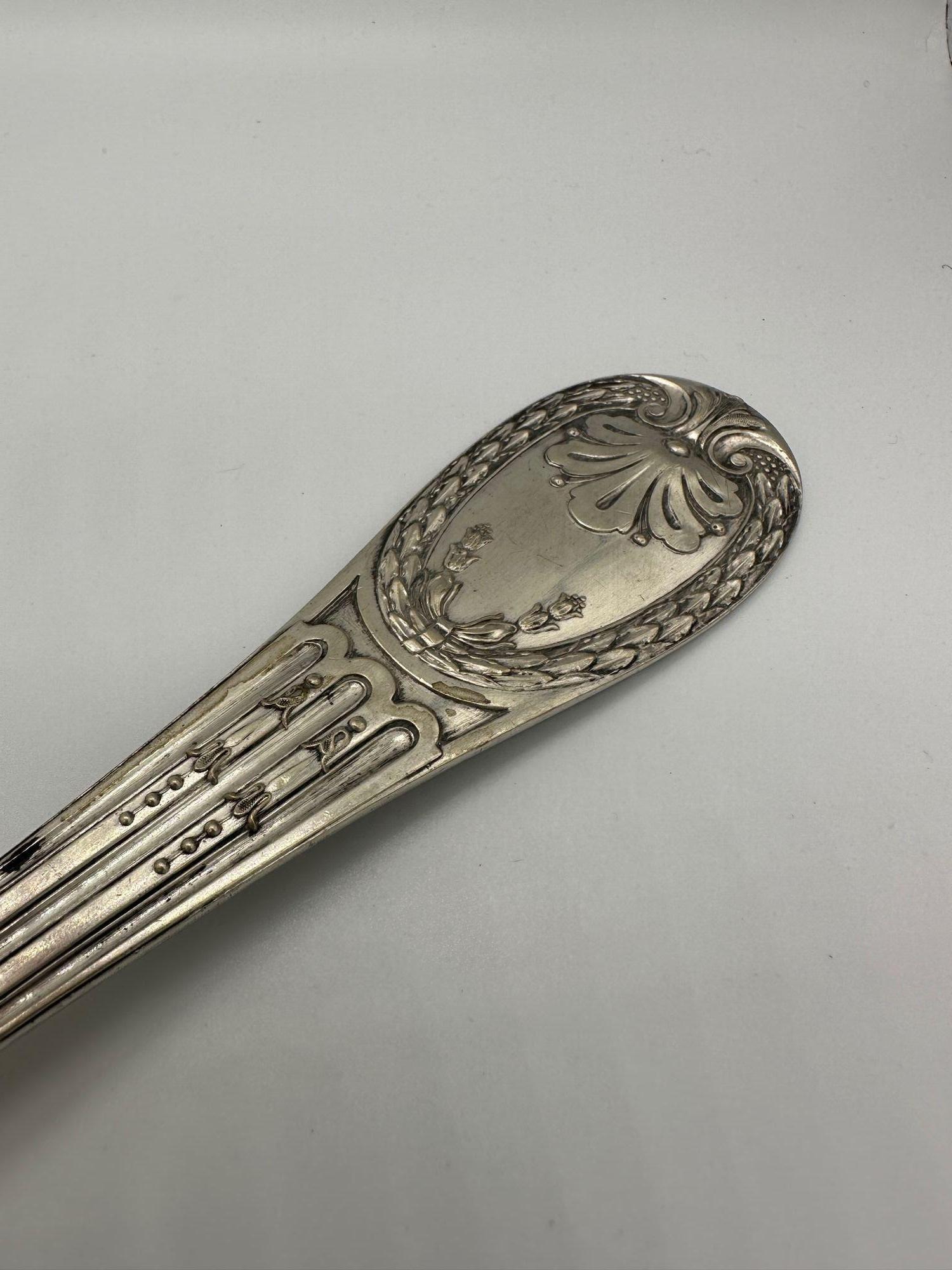 Louis XVI Style Odiot Rare French Louveciennes Silver Flatware For Sale 1