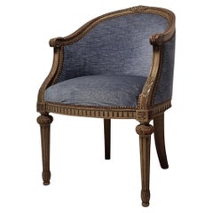 Louis XVI Style Office Armchair - Patinated Wood - Early 19th