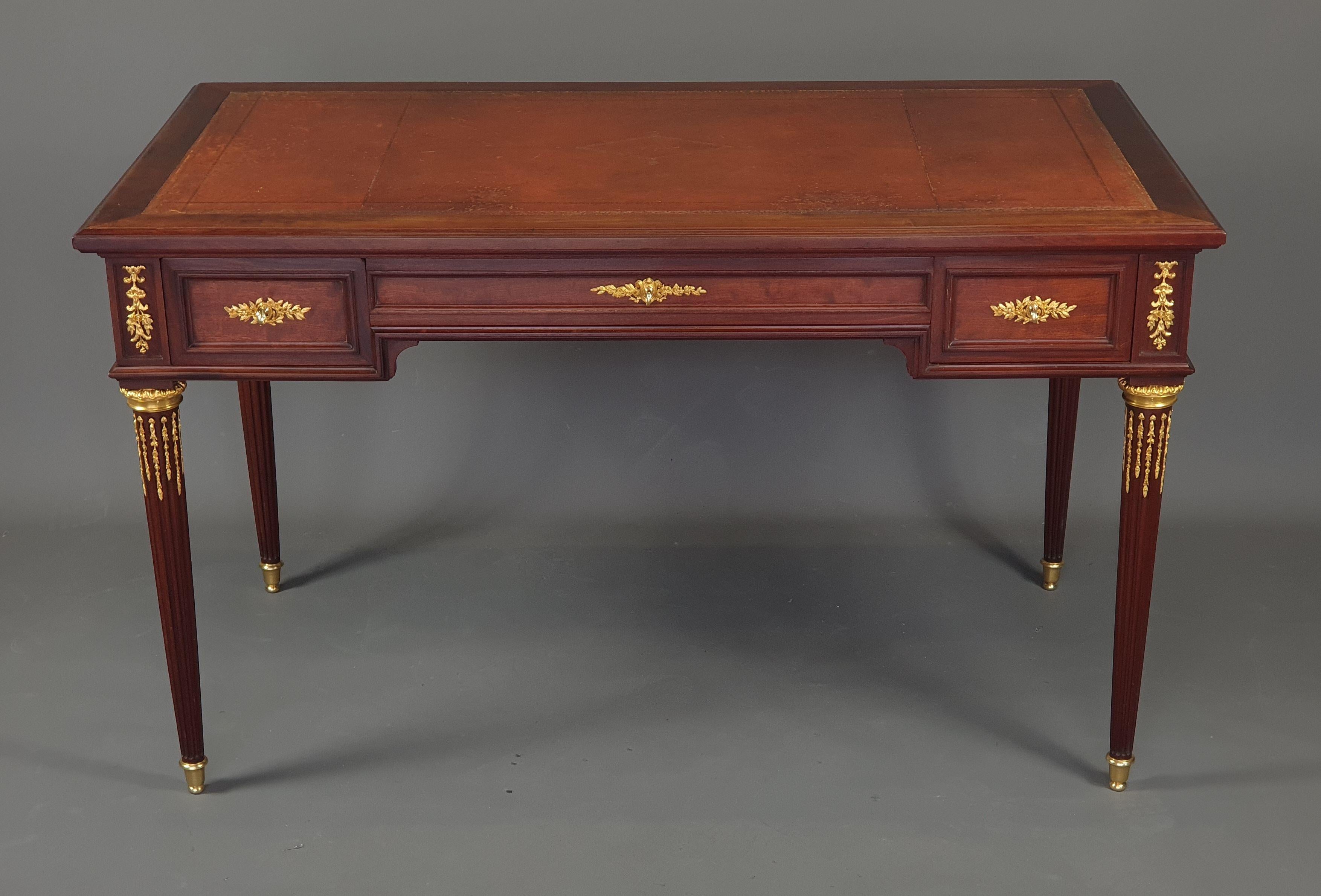 Louis XVI Style Office Furniture Stamped Lalande in Paris In Good Condition In BARSAC, FR