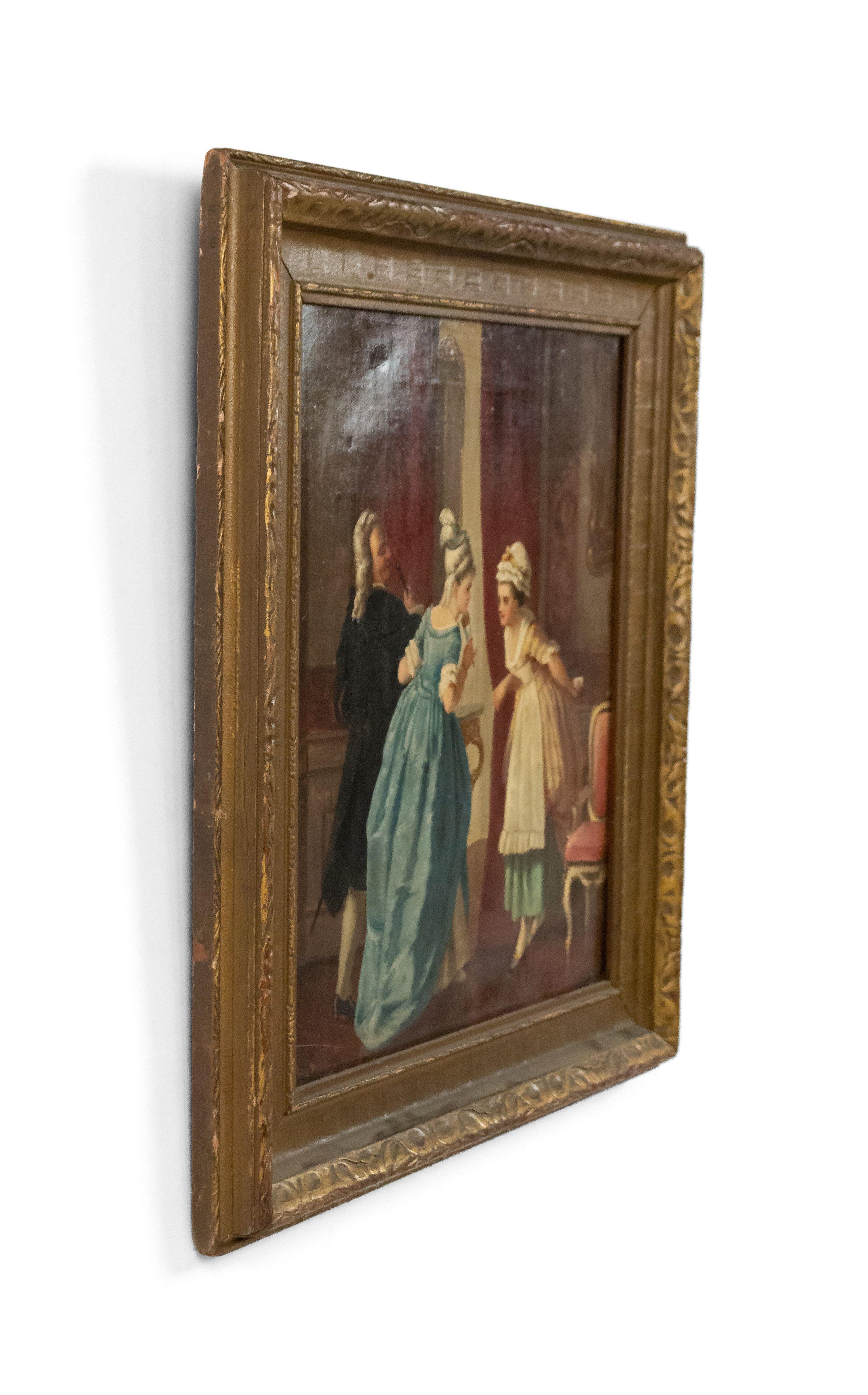 20th Century Louis XVI Style Oil Painting of a Domestic Interior Scene For Sale