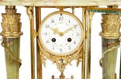 Louis XVI Style Onyx and Ormolu Clock Set, 19th Century